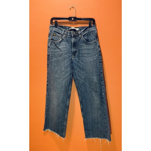 Lee Premium Select Relaxed Fit Straight Leg Work Jeans, Sz 31x24 Cut Off Raw Hem - Picture 1 of 16